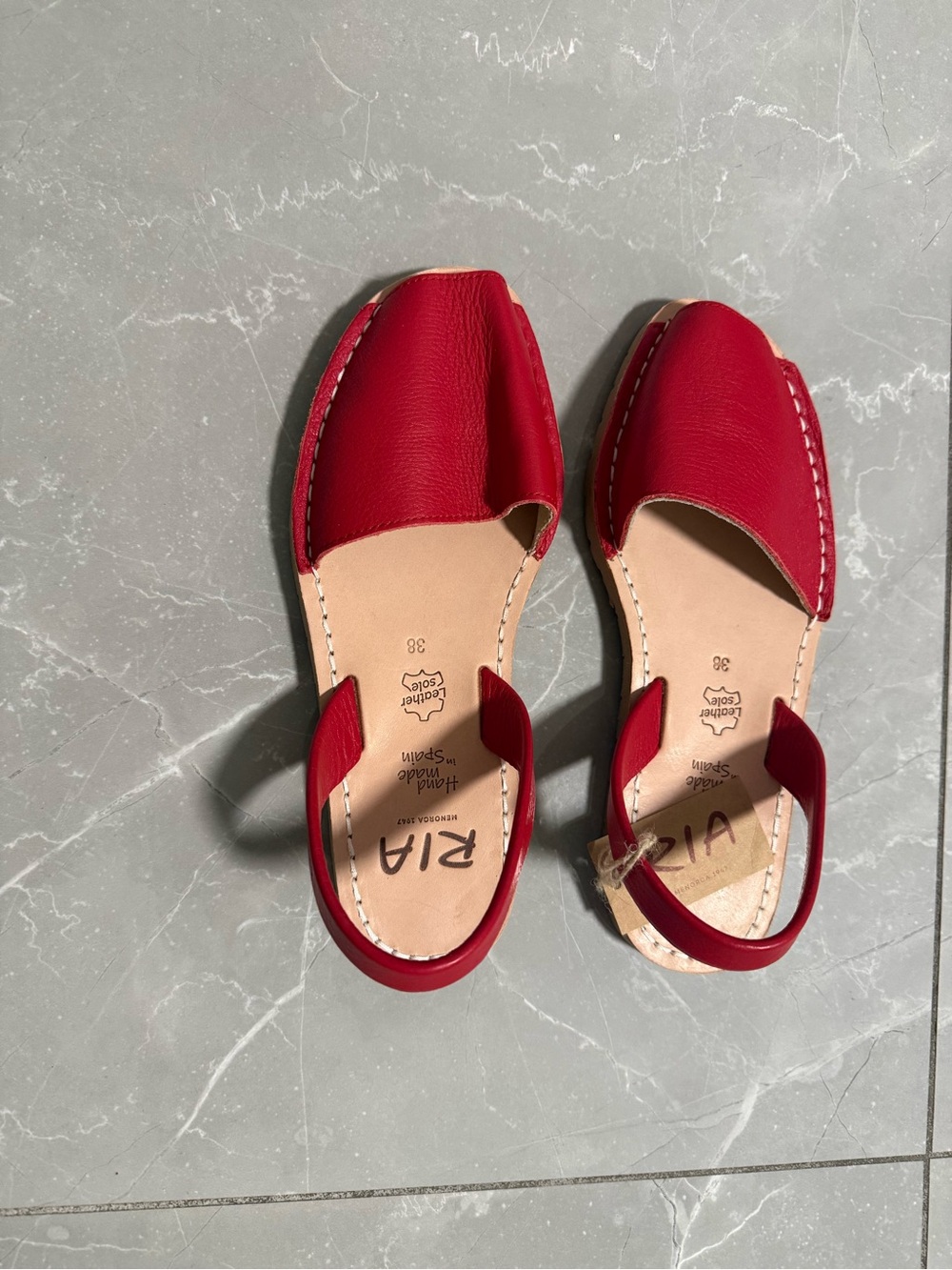 Red Leather Open-Toe Slingback Sandals for Women